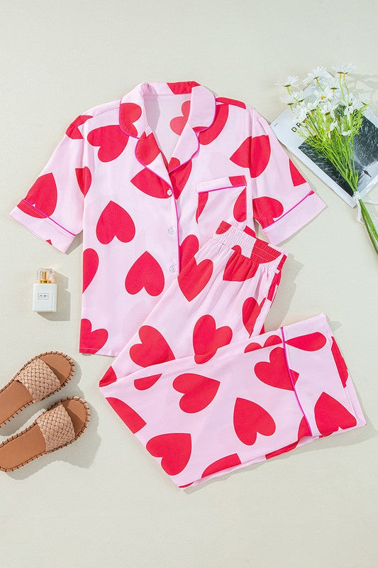 Love Heart Valentines Pajamas Set