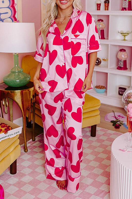 Love Heart Valentines Pajamas Set