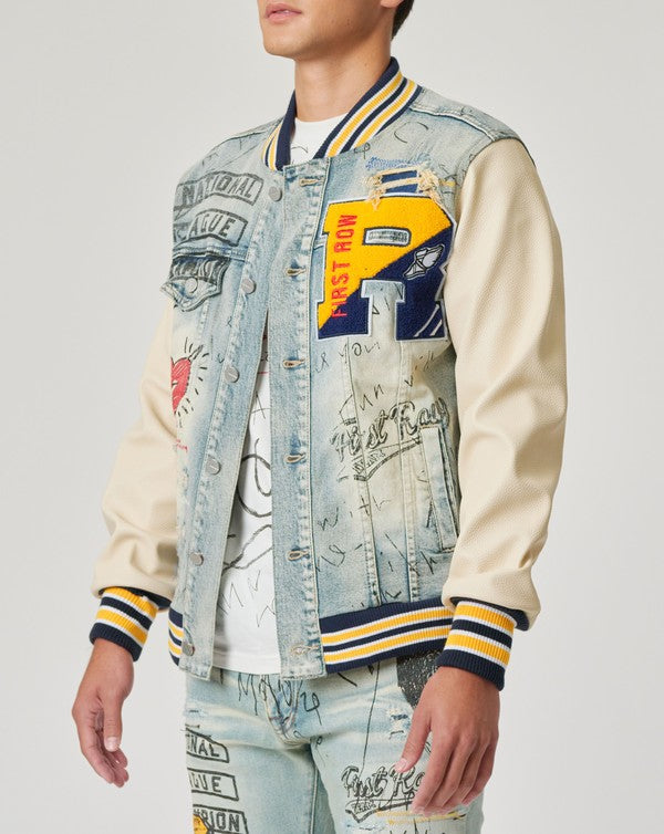 DENIM VARSITY JACKET