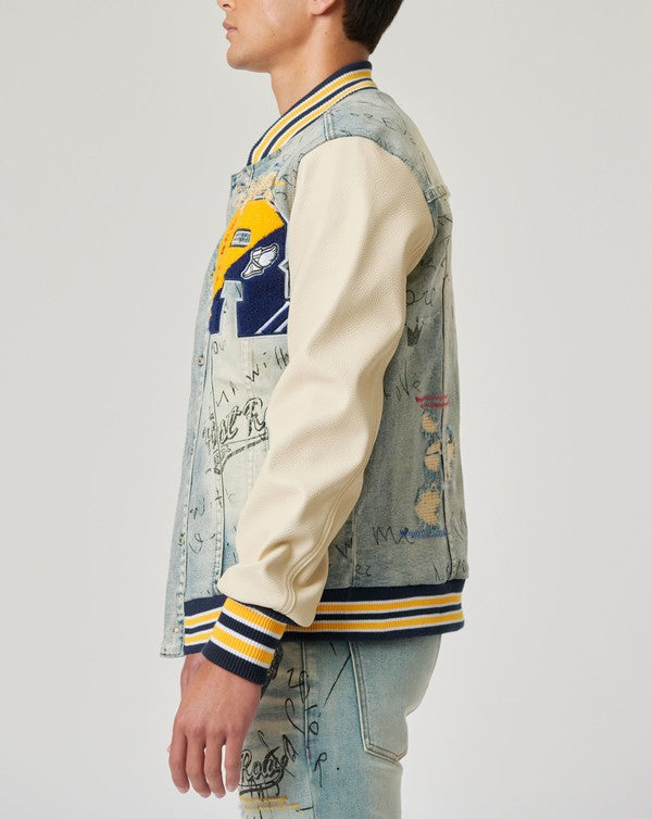 DENIM VARSITY JACKET