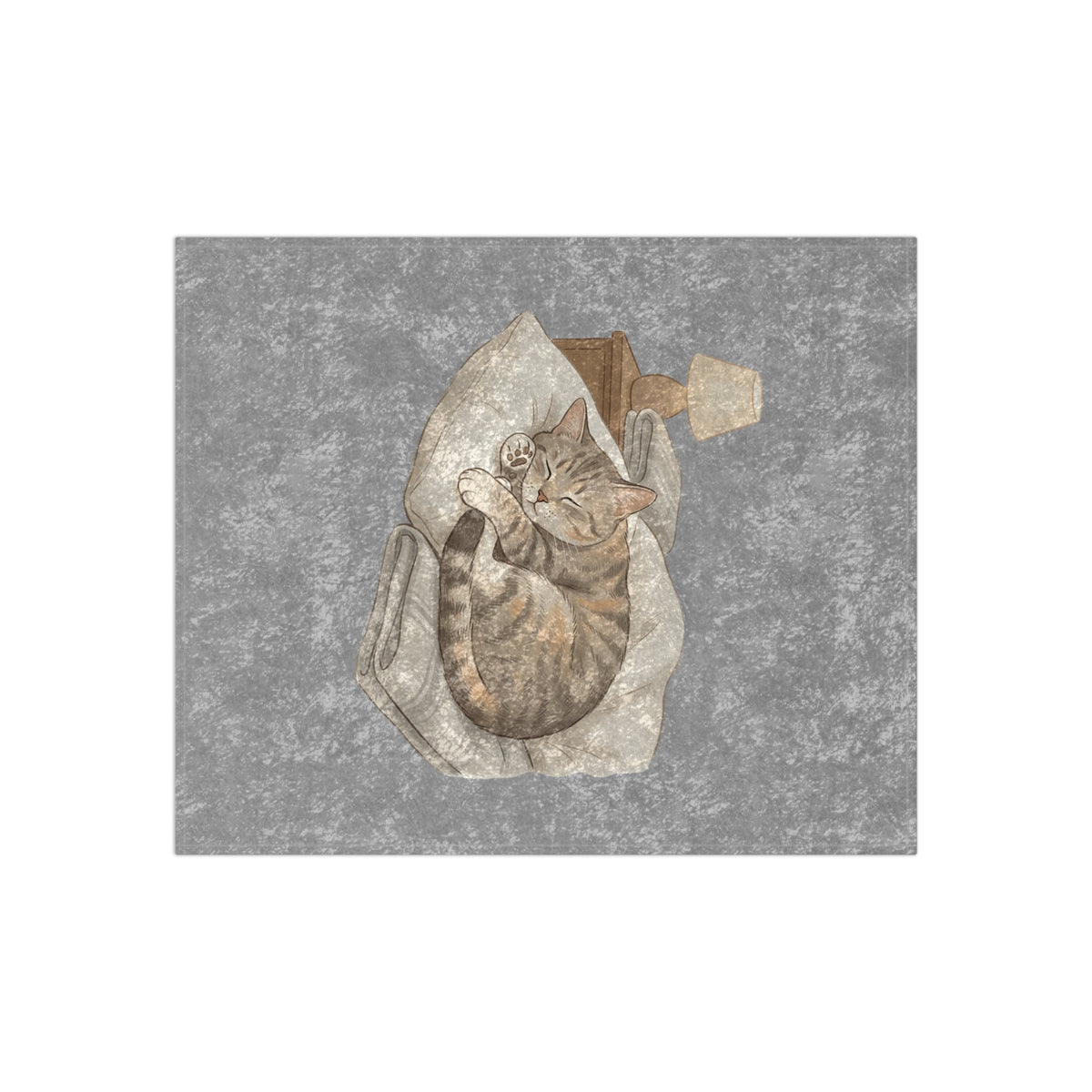 Crushed Velvet Blanket — Cozy Cat Sleeping Print Throw