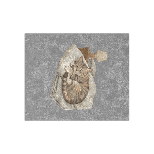 Crushed Velvet Blanket — Cozy Cat Sleeping Print Throw