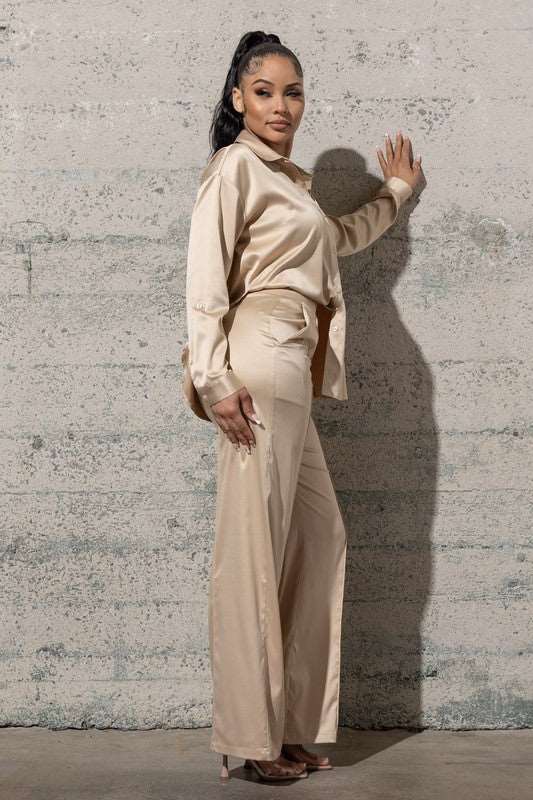 Come and get me THREE PIECE SATIN SET
