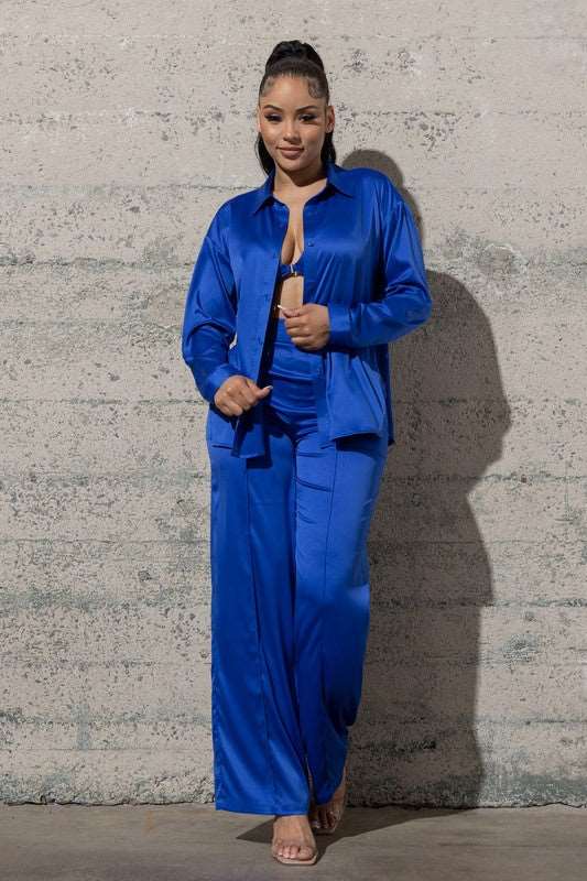 Come and get me THREE PIECE SATIN SET