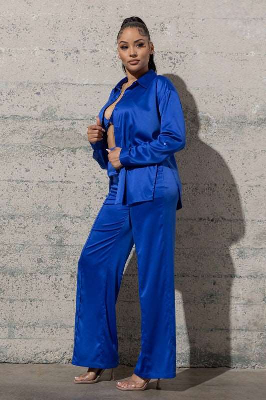 Come and get me THREE PIECE SATIN SET
