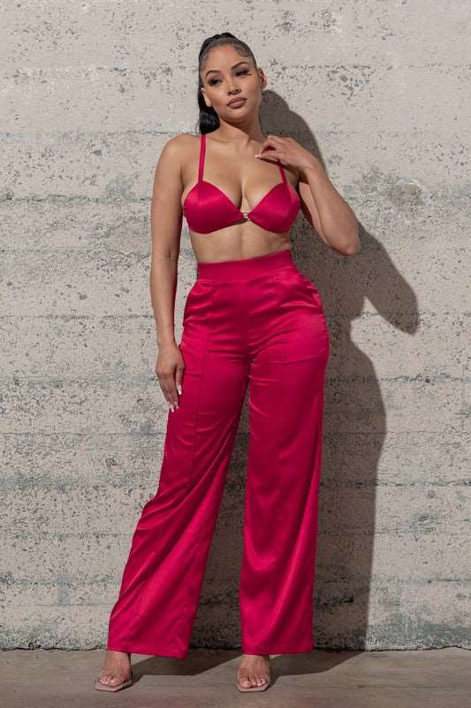 Come and get me THREE PIECE SATIN SET
