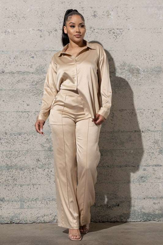 Come and get me THREE PIECE SATIN SET