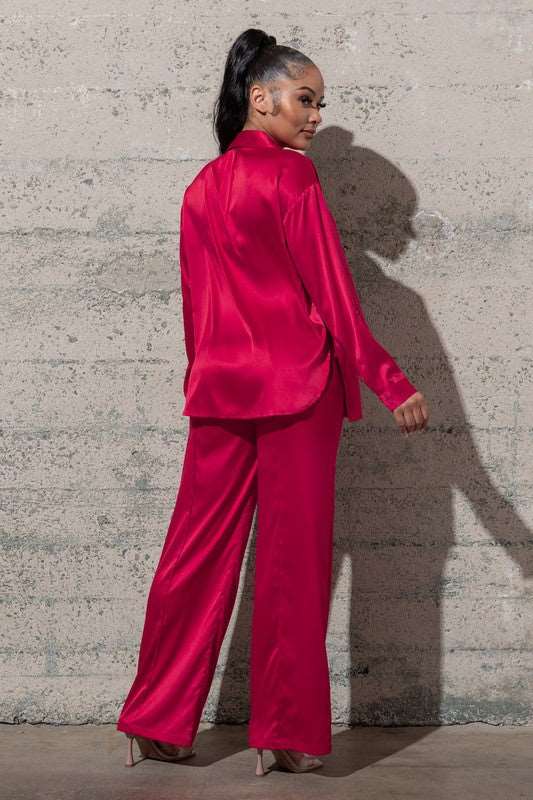 Come and get me THREE PIECE SATIN SET