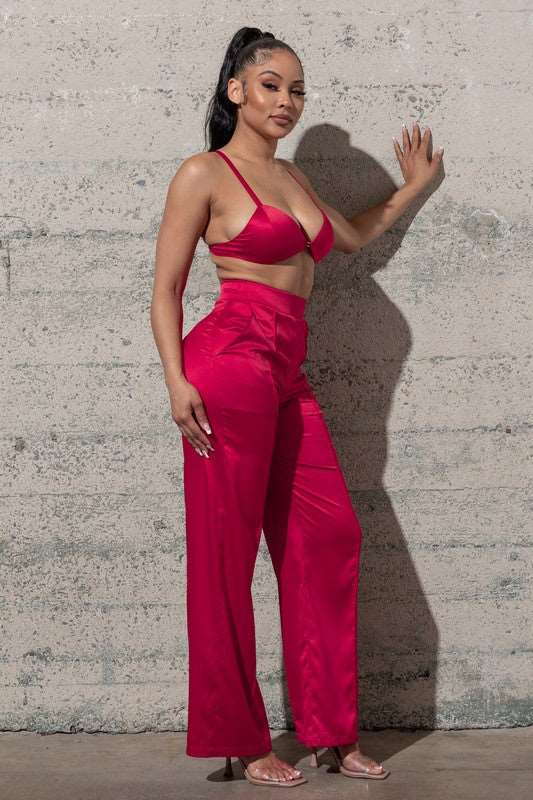 Come and get me THREE PIECE SATIN SET