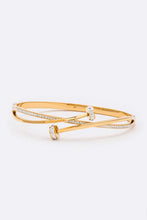 Load image into Gallery viewer, Crystal Pave Nail Designed Stainless Steel Bangle
