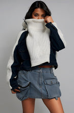 Load image into Gallery viewer, Denim and Knit Multi Fabric Jacket
