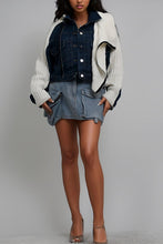 Load image into Gallery viewer, Denim and Knit Multi Fabric Jacket
