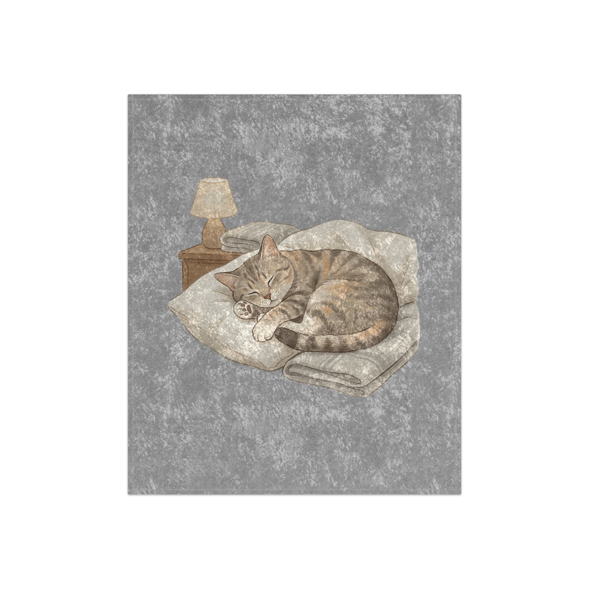 Crushed Velvet Blanket — Cozy Cat Sleeping Print Throw