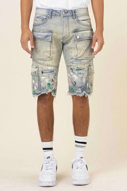 CARGO DENIM SHORTS